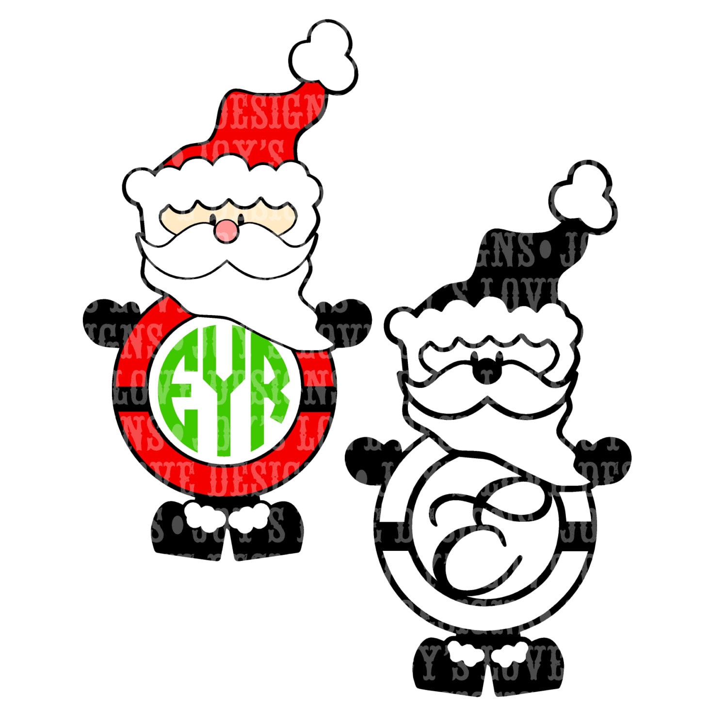Download Santa Monogram in layers and outline SVG and DXF Digital