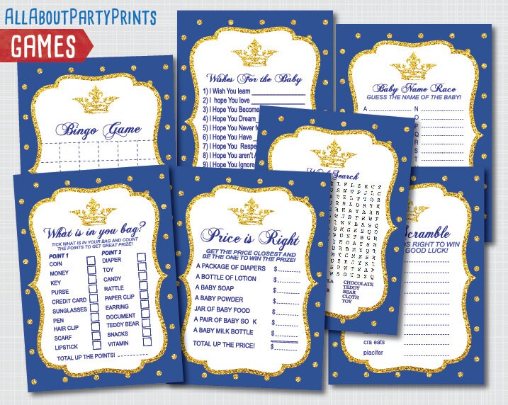 PDF format-Instant Download Royal Baby Shower GAMES cards