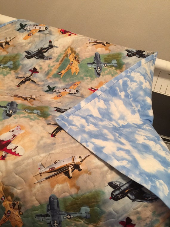 Vintage Style Airplane Quilt by CindysQuiltsStore on Etsy