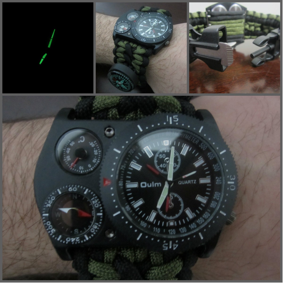 227 Thermometer Paracord Tactical Survival Watch w/ Flint