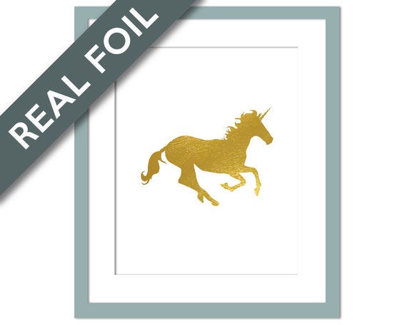 unicorn art print real gold foil print unicorn wall art