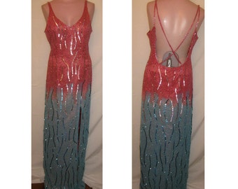 Two tone sequin gown #8290