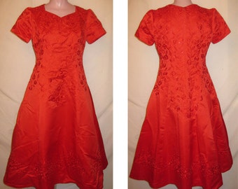 T-length red gown #44