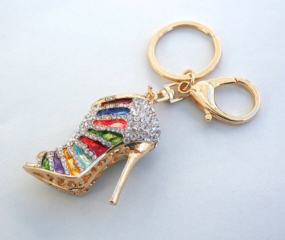 heel shoe keychain high Shoe Keychain Keychain,Crystal Shoe Purse Keychain, Rhinestone