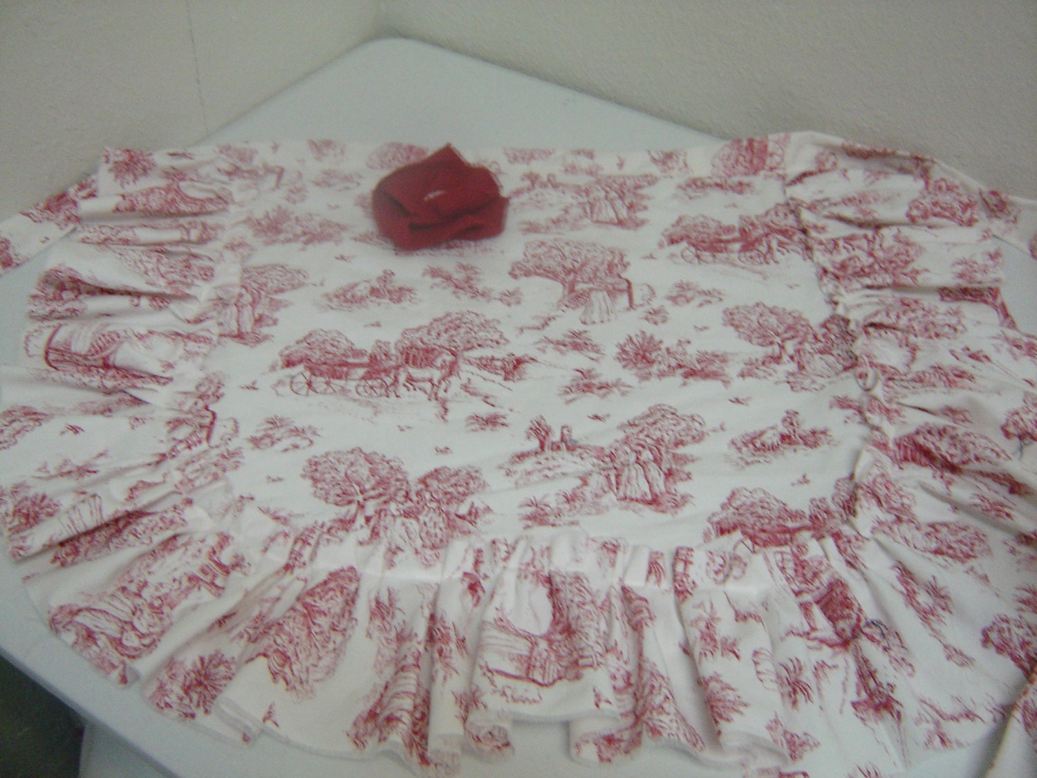 shabby chic apron toile fabric linen fabric bow by bohobagsnthings shabby chic apron toile fabric linen fabric bow by bohobagsnthings