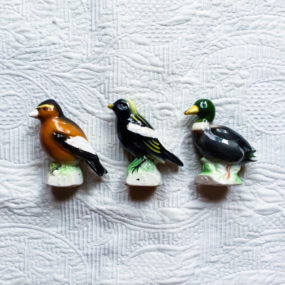 Japanese Ceramic Miniature Bird Figurines Two by ...