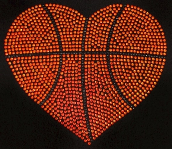 Big Rhinestone Basketball Heart by SNBlingBoutique on Etsy