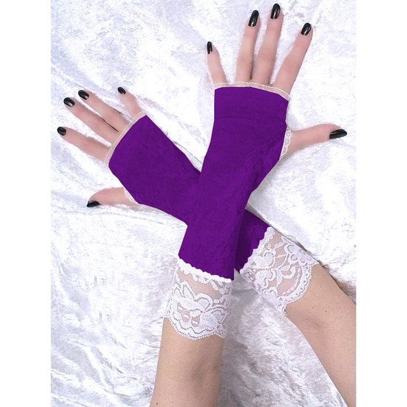 Items Similar To Bridal Purple Lace Fingerless Gloves Bridal Gloves Bridesmaid Gloves Lace