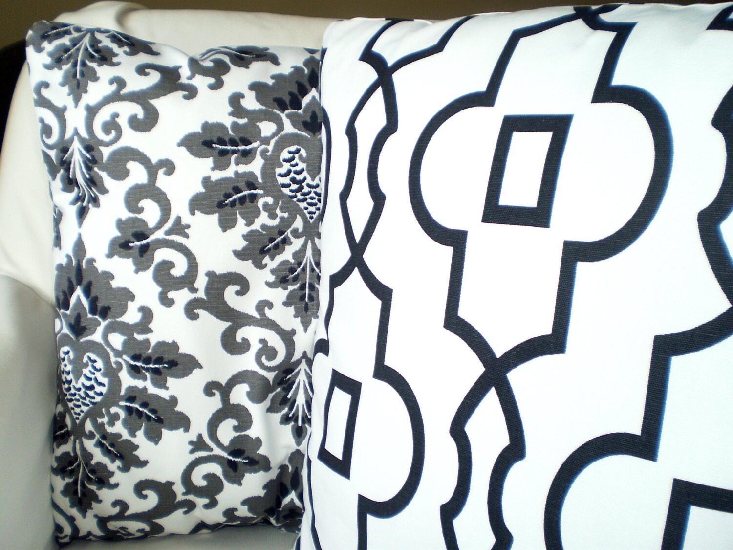 Black Gray White Throw Pillow Covers by PillowCushionCovers