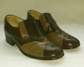 Vintage Pair of Mens Leather Block Heel Shoes Size 8