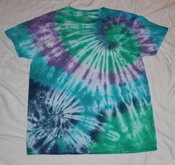 Tie Dye Blue / Green / Purple Multi Spiral Short by TieAlive