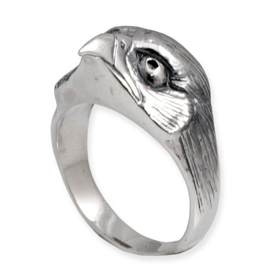 925 Silver Ring With Hawk Worked Entirely Hand Wild Animal