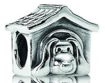 Sterling Silver THREADED Dog House Charm