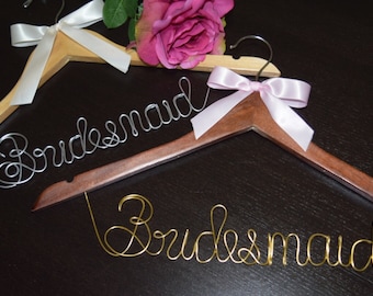 Set of 2 Bridal Hangers"BRIDESMAID " 1 LINE for your wedding pictures,Personalized custom bridal hanger,Wedding hanger,Bridesmaid hanger,