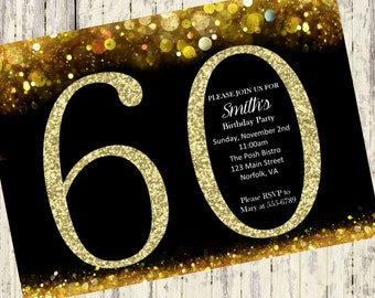 50th Birthday Invitation Rainbow Glitter Birthday Party