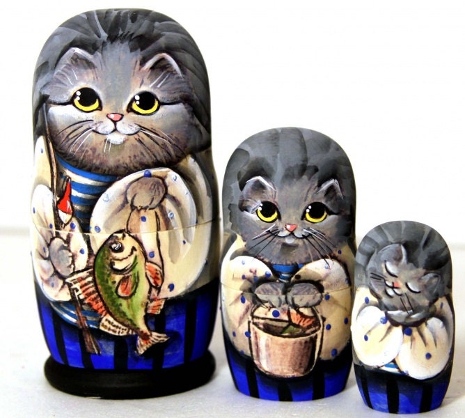 cat russian nesting dolls