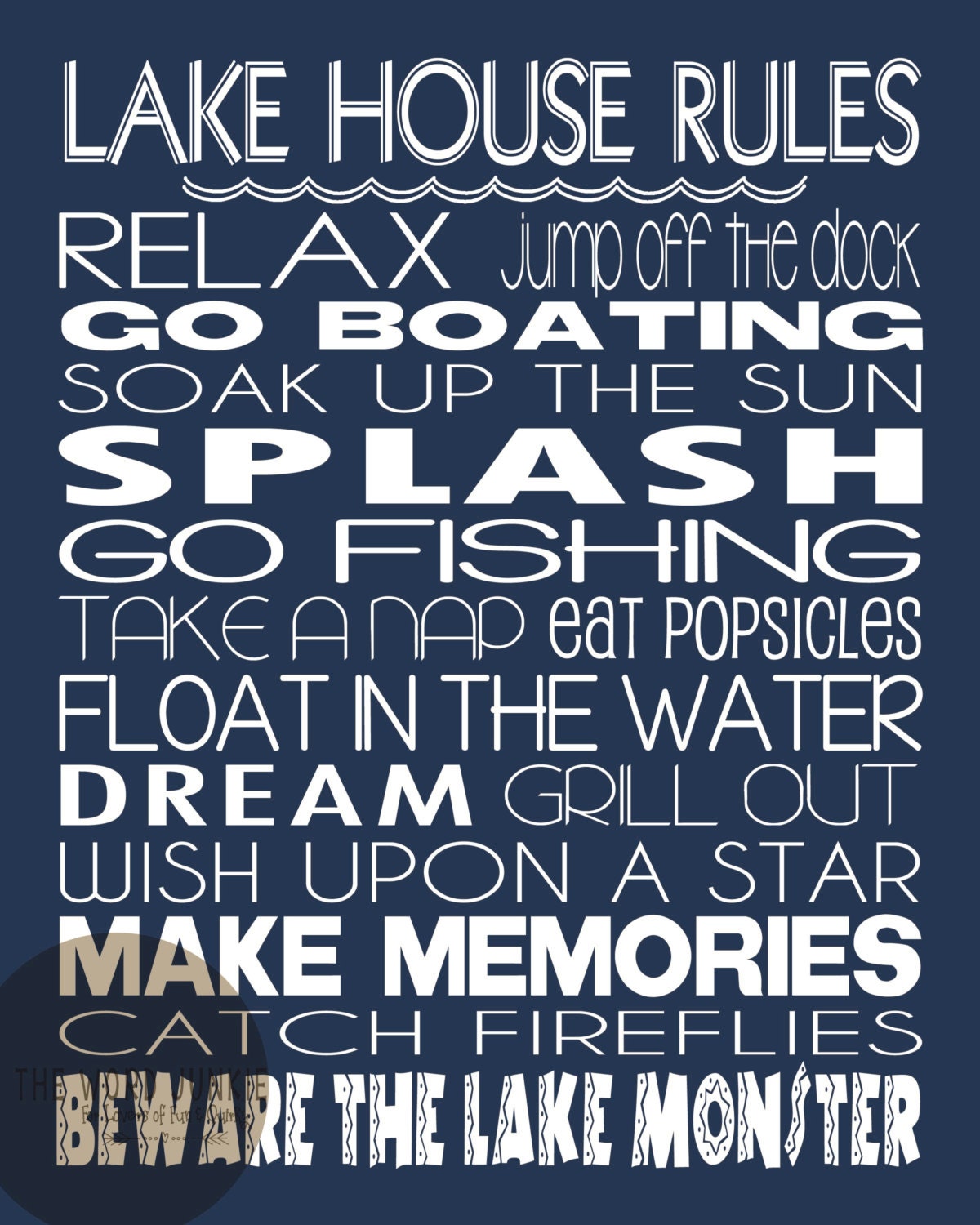 Lake Rules Print Lake Rules Poster Lake House by TheWordJunkie
