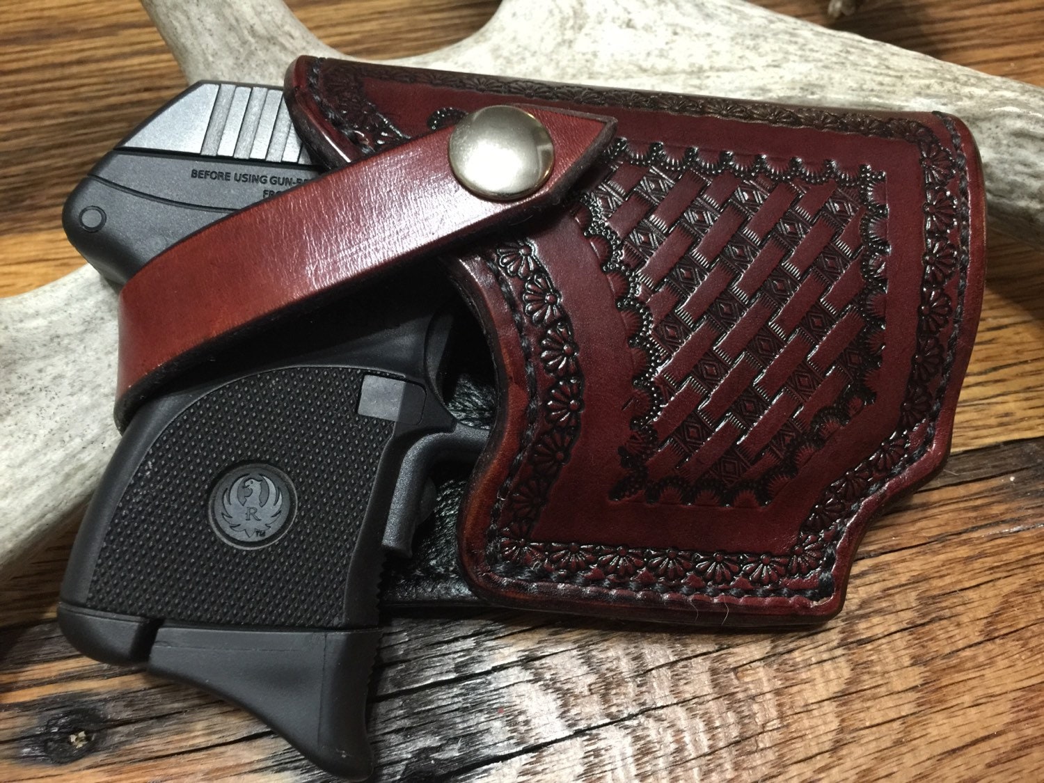 Leather holster for Ruger LCP with laser by BlackLabLeatherCo