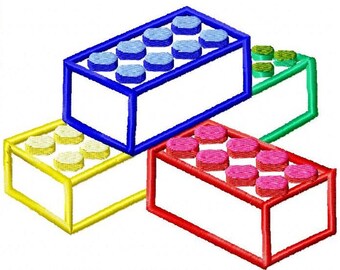 Machine Embroidery Design -Lego Blocks Applique - Instant Download-3 Sizes