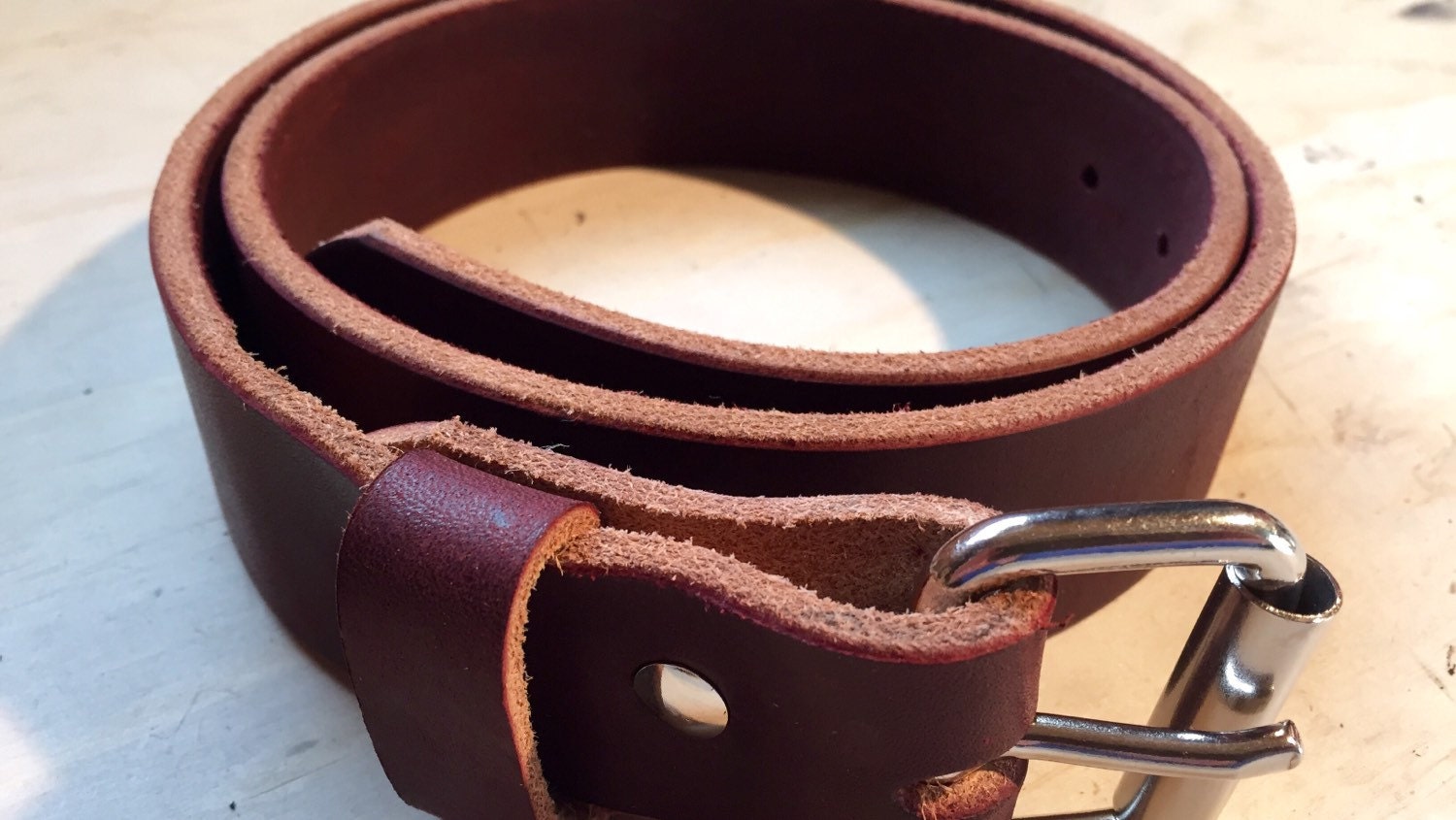 Leather Belt Burgundy Latigo mens beltdad gift by JBLeatherSupply