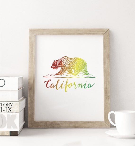 Items similar to California Bear Art Print / California Poster 11x14