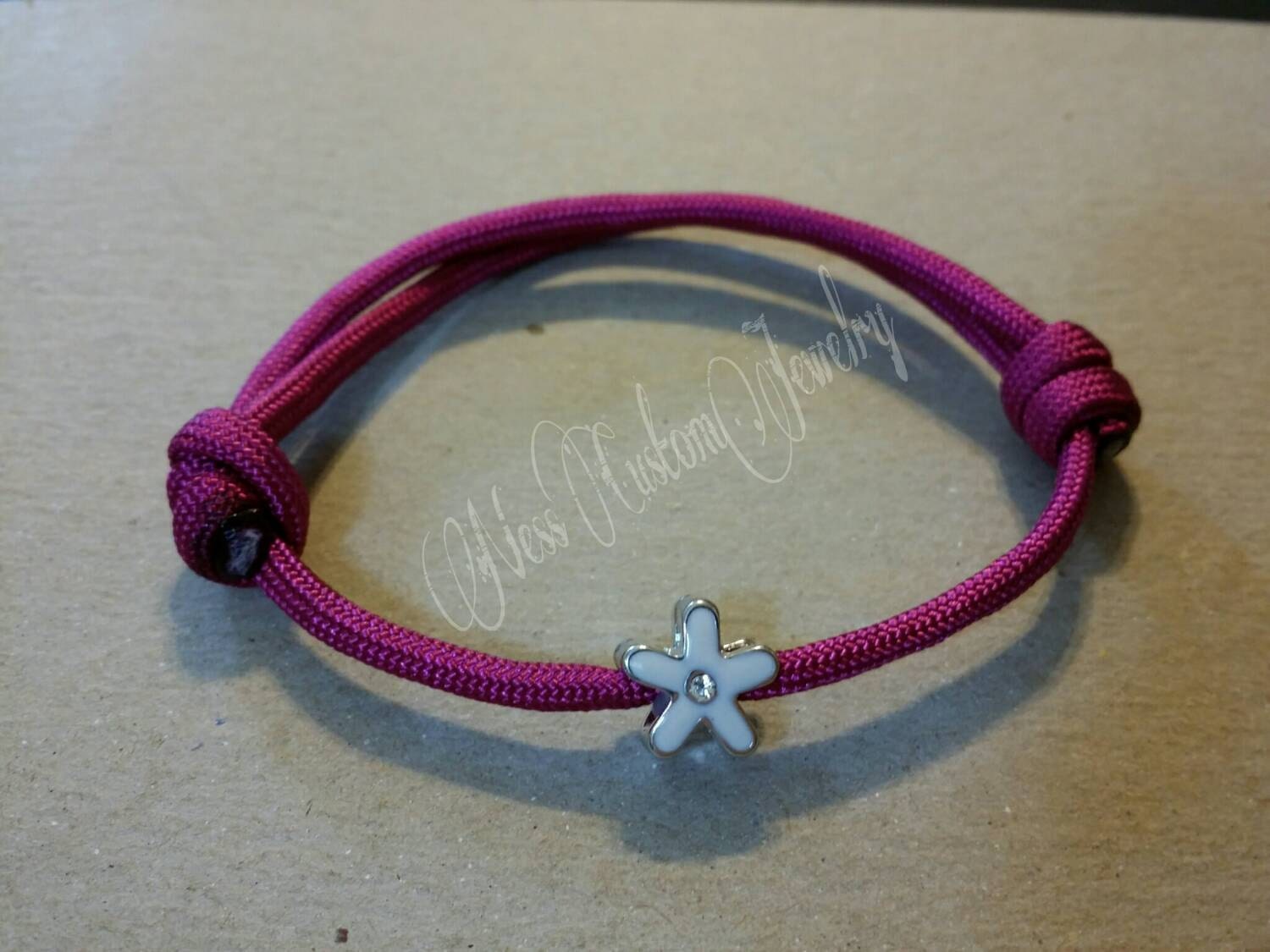 Flower Paracord Bracelet Summer Bracelet Adjustable Bracelet