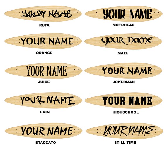 Custom printed Name/ Text Longboard Deck. by NONEOFTHEABOVESKATE