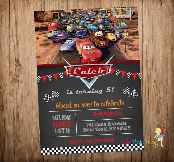 Cars Birthday Invitation Disney Cars Invitation by CutePartyFairy