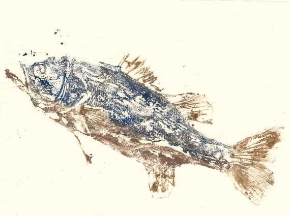 Bass Gyotaku Print