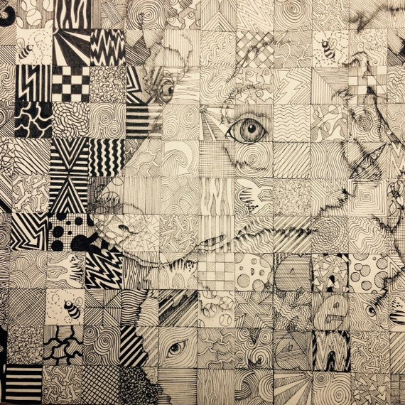 Items similar to Pencil collage drawings on Etsy