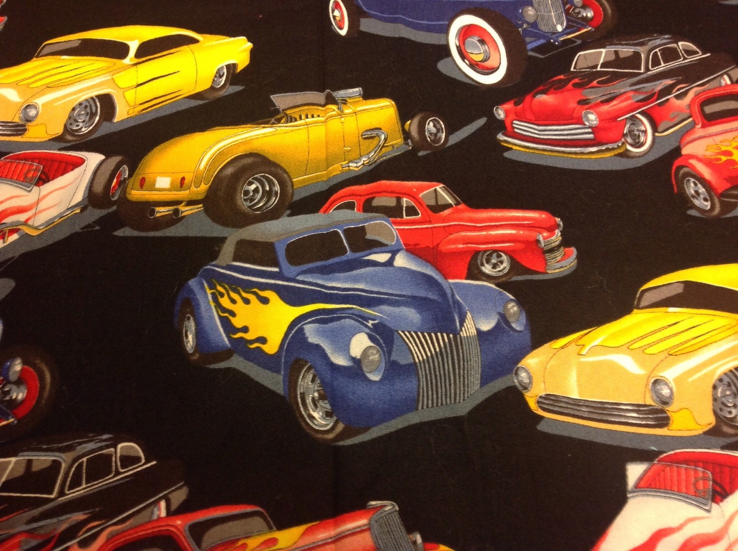 2000 Hot Rods Alexander Henry Race Car Fabric by DebiRecycles