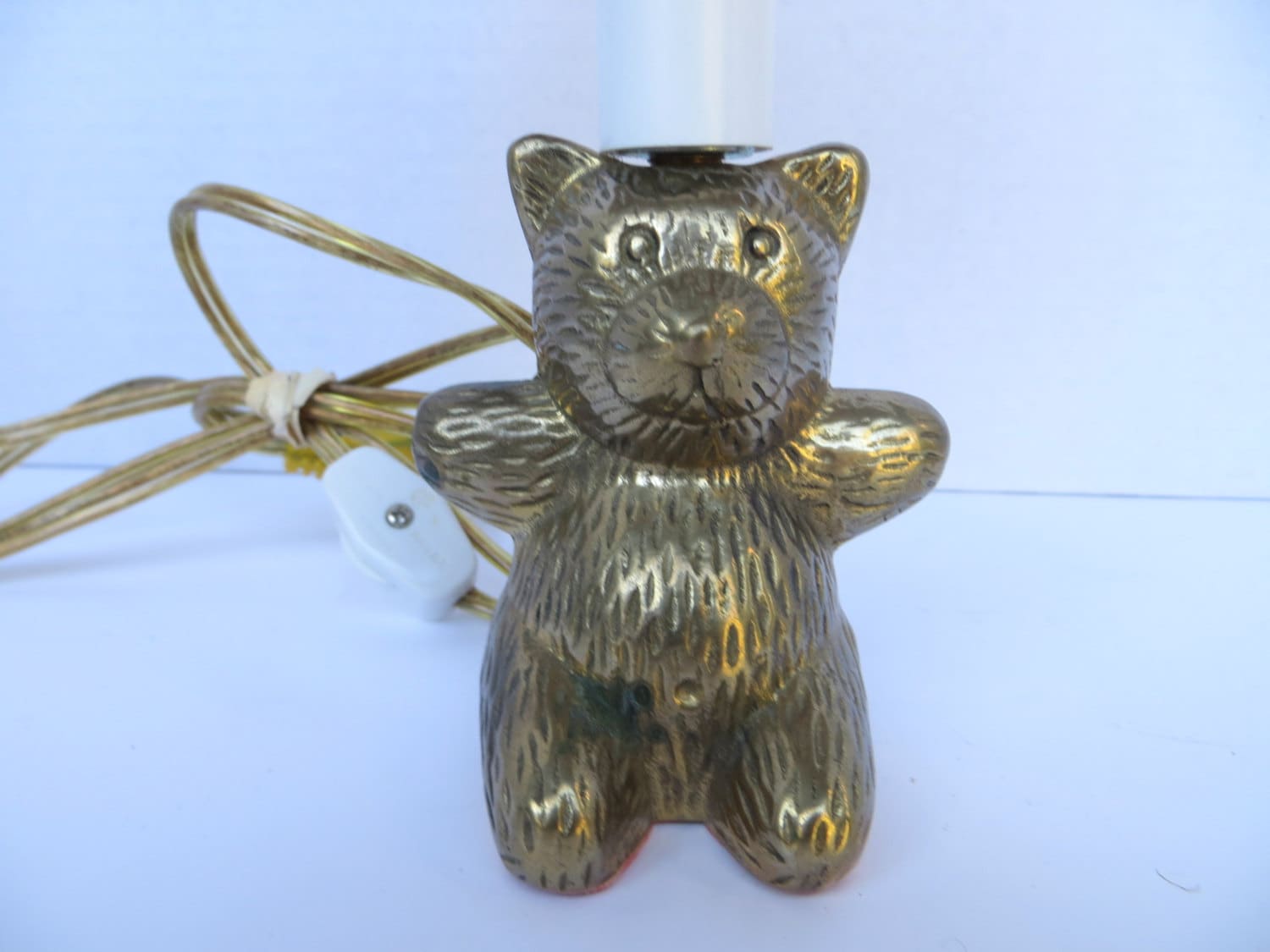 Vintage Brass Teddy Bear Night Light / Lamp by VintageVarage