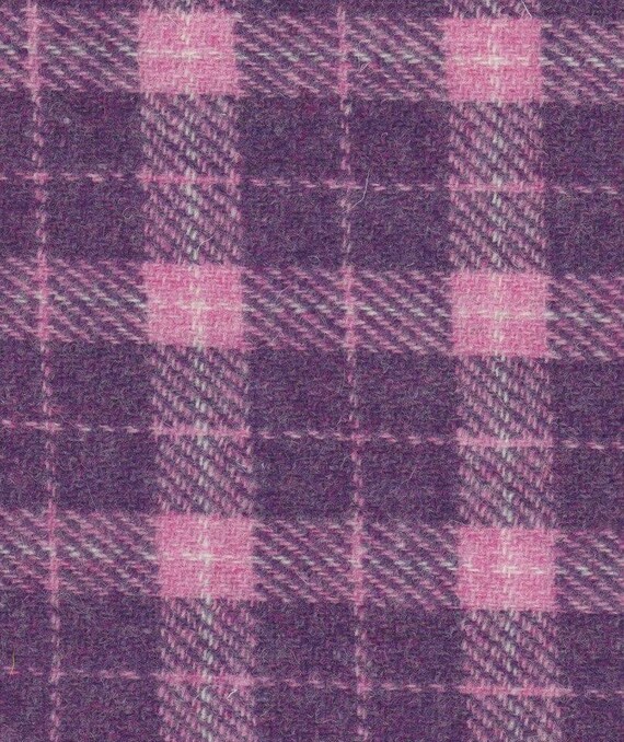 Genuine Harris Tweed Cloth Fabric Purple And Pink Check 50cm