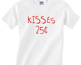 Kisses 25 Cents Shirt Valentines Day Gift Kids Boys Valentines Shirt Toddler Boys Valentines Day Outfit Tshirt