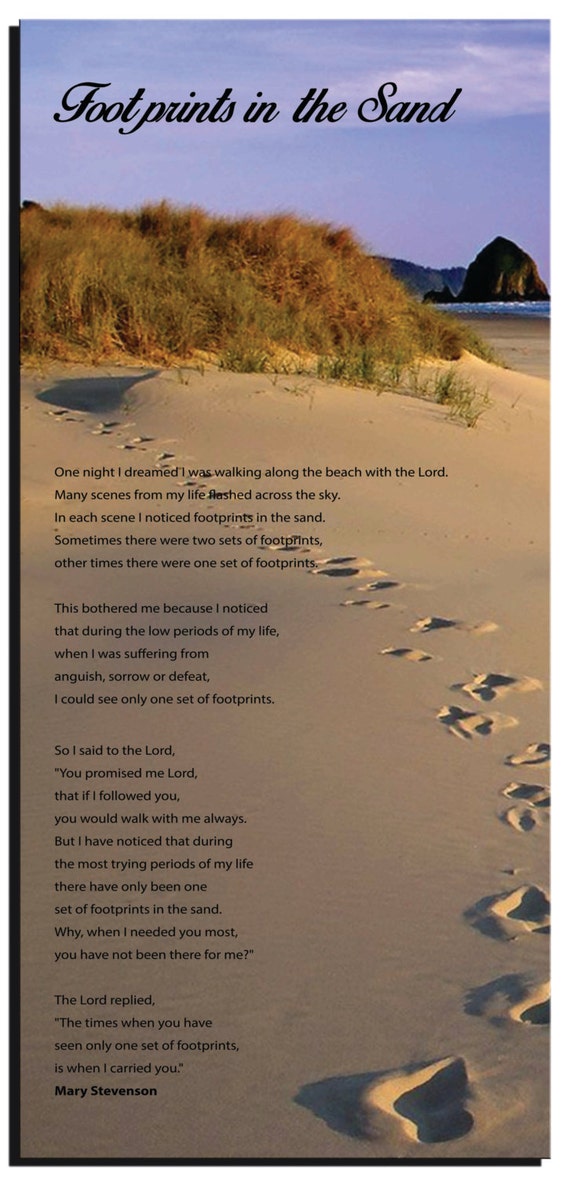 Huge Footprints In The Sand Poem Vertical by ARPosterStudio