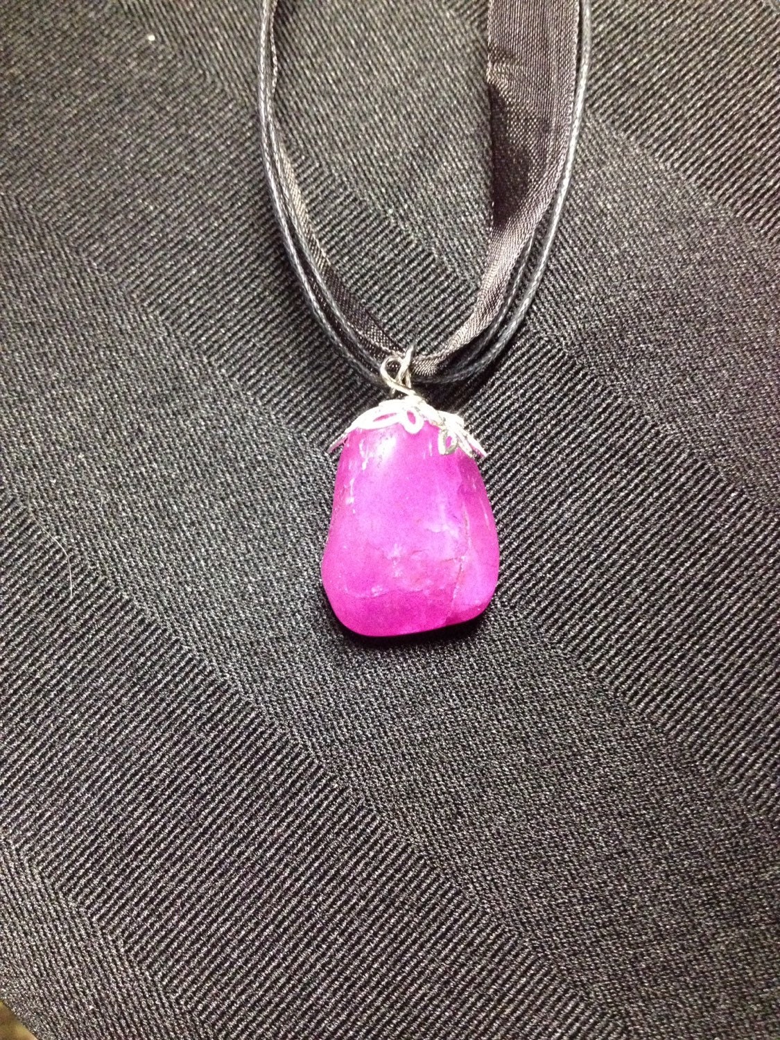 Pink stone pendant necklace by RainbowJewellery1984 on Etsy