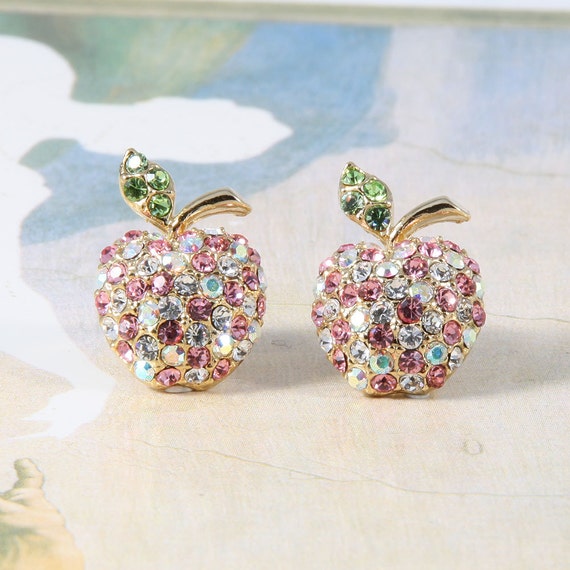 The Cubic Zirconia Fruit Stud earring Apple and by NamoJewelry
