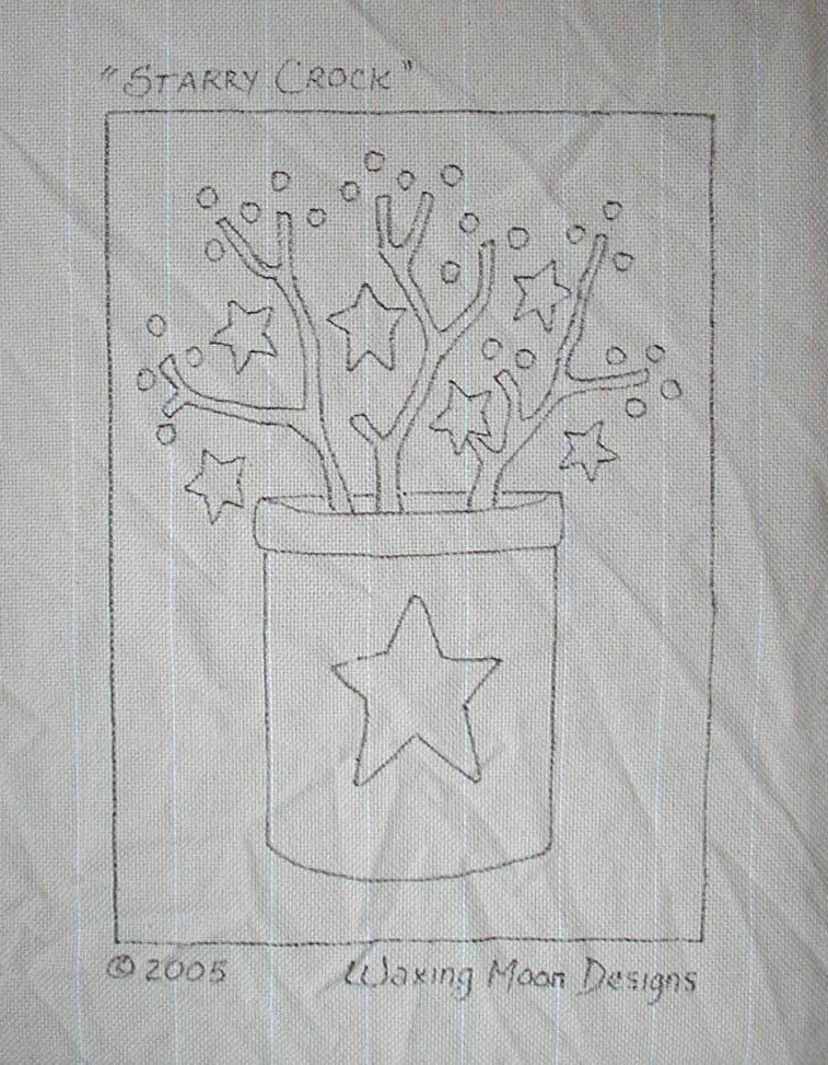 Hand Drawn Rug Hooking Pattern STARRY CROCK 12X17