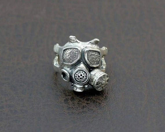 Gas Mask Sterling Silver 925 Ring By Geoartsilversmith On Etsy