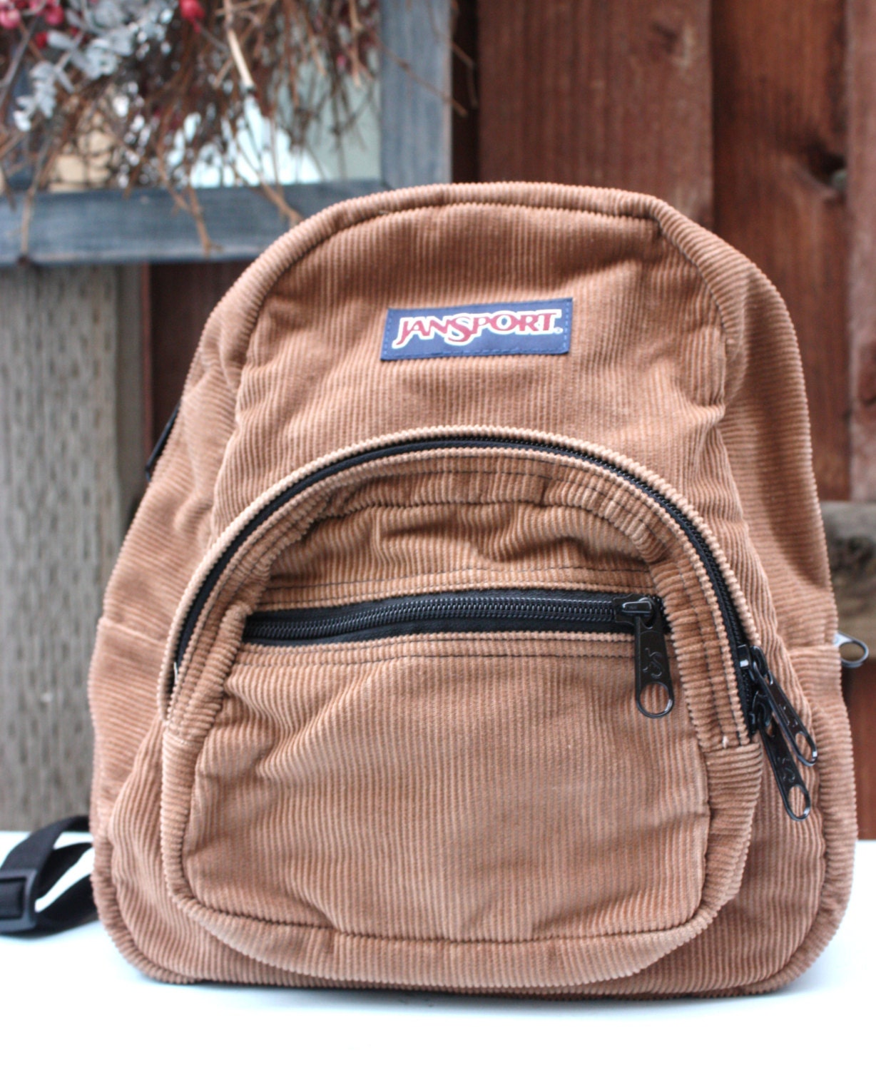 Vintage Brown Corduroy Jansport Mini Backpack Satchel Bag