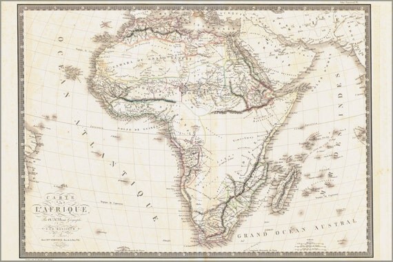 24x36 Poster Map Of Africa 1820 In French