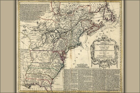 24x36 Poster Revolution Map Of United States Of America 1777