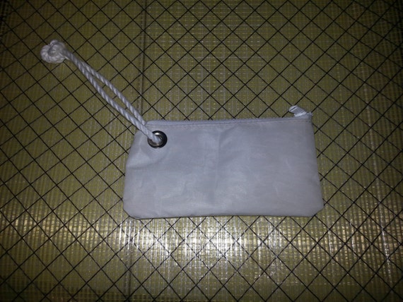 White Wristlet made from recycled sailed material by 313SailBags