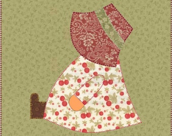 PDF Download - Instant Download - Sunbonnet Sue Pattern - Block Pattern - Quilt Pattern - Quilt Block - Block Pattern - Girl Sitting Block