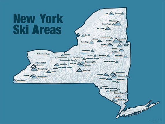 New York Ski Resorts Map 18x24 Poster 418 by BestMapsEver on Etsy