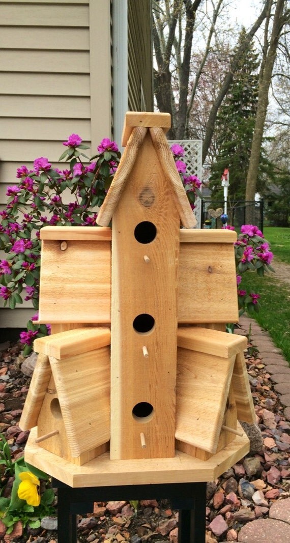 XTRA Large Rustic Style Solid Cedar Birdhouse Bird Condo Bird