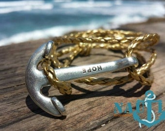 NAUTI "Big Boat Hope" Anchor bracelet in leather rope