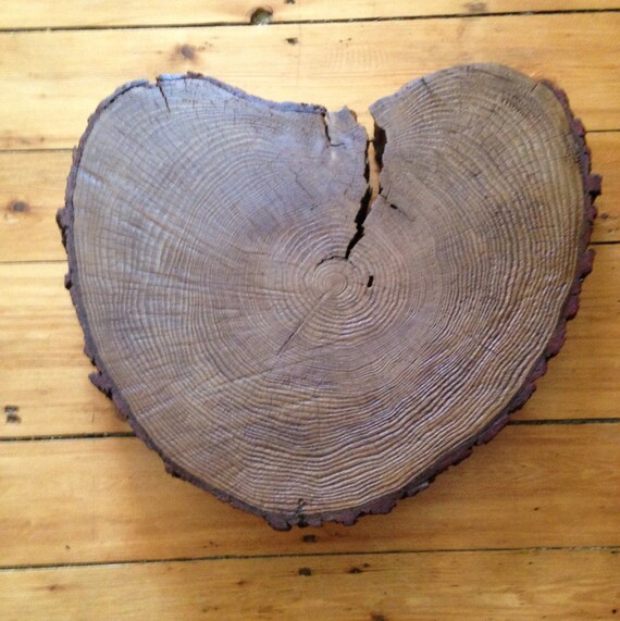 Rustic Natural Heart Shaped Wood Slice Wedding Cake Stand or