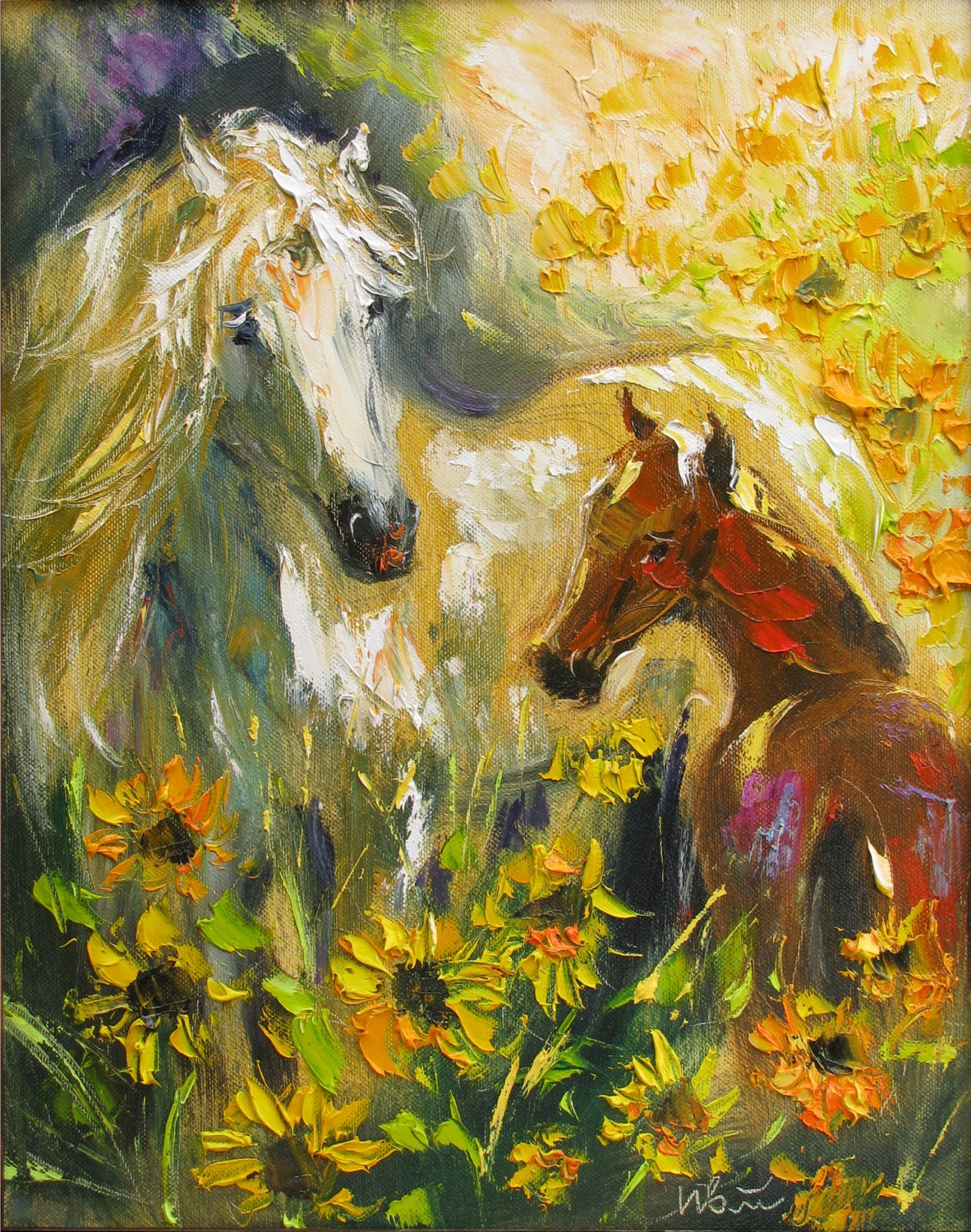 Horse wall art Giclee art print Oil painting print