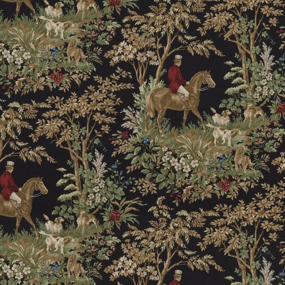 RALPH LAUREN HOME Fox Hunt Equestrian Horses Dogs Toile Cotton